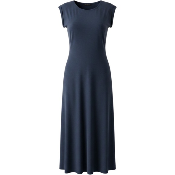 Banana Republic Dresses & Skirts - Banana Republic Midi Dress Women Large Navy Blue Good Cap Sleeve Side Slit